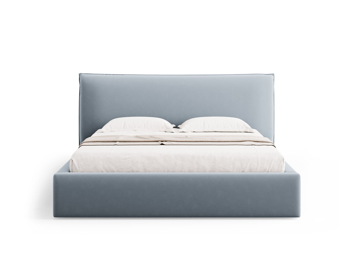 Kaelle Bett mit Stauraum und Headboard 160cm in Light Blue-Bluvel präsentiert im Onlineshop von KAQTU Design AG. Bett ist von Micadoni