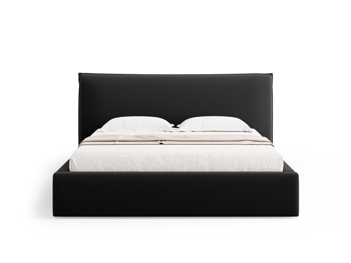 Kaelle Bett mit Stauraum und Headboard 160cm in Black-Bluvel präsentiert im Onlineshop von KAQTU Design AG. Bett ist von Micadoni