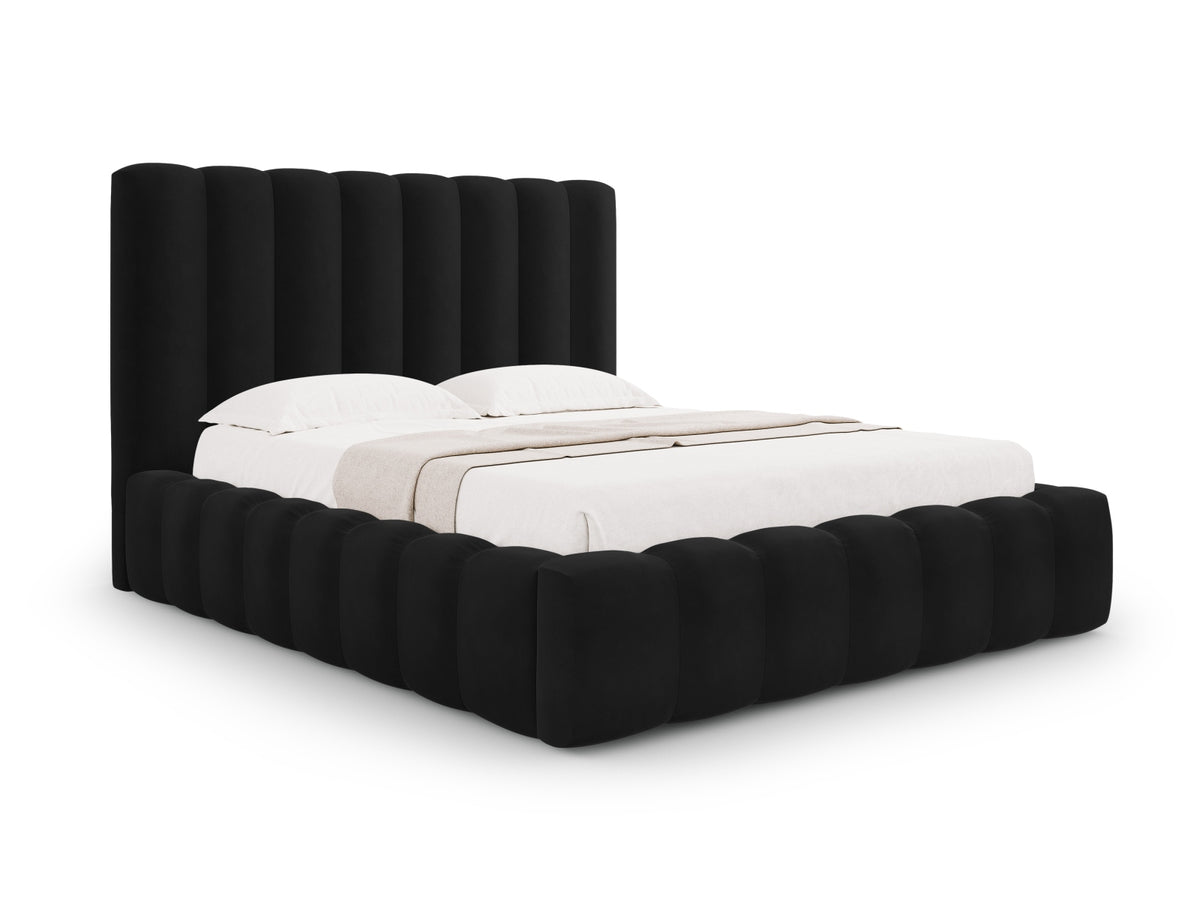 Kelp Bett mit Stauraum und Headboard 160cm in Black-Bluvel präsentiert im Onlineshop von KAQTU Design AG. Bett ist von Micadoni