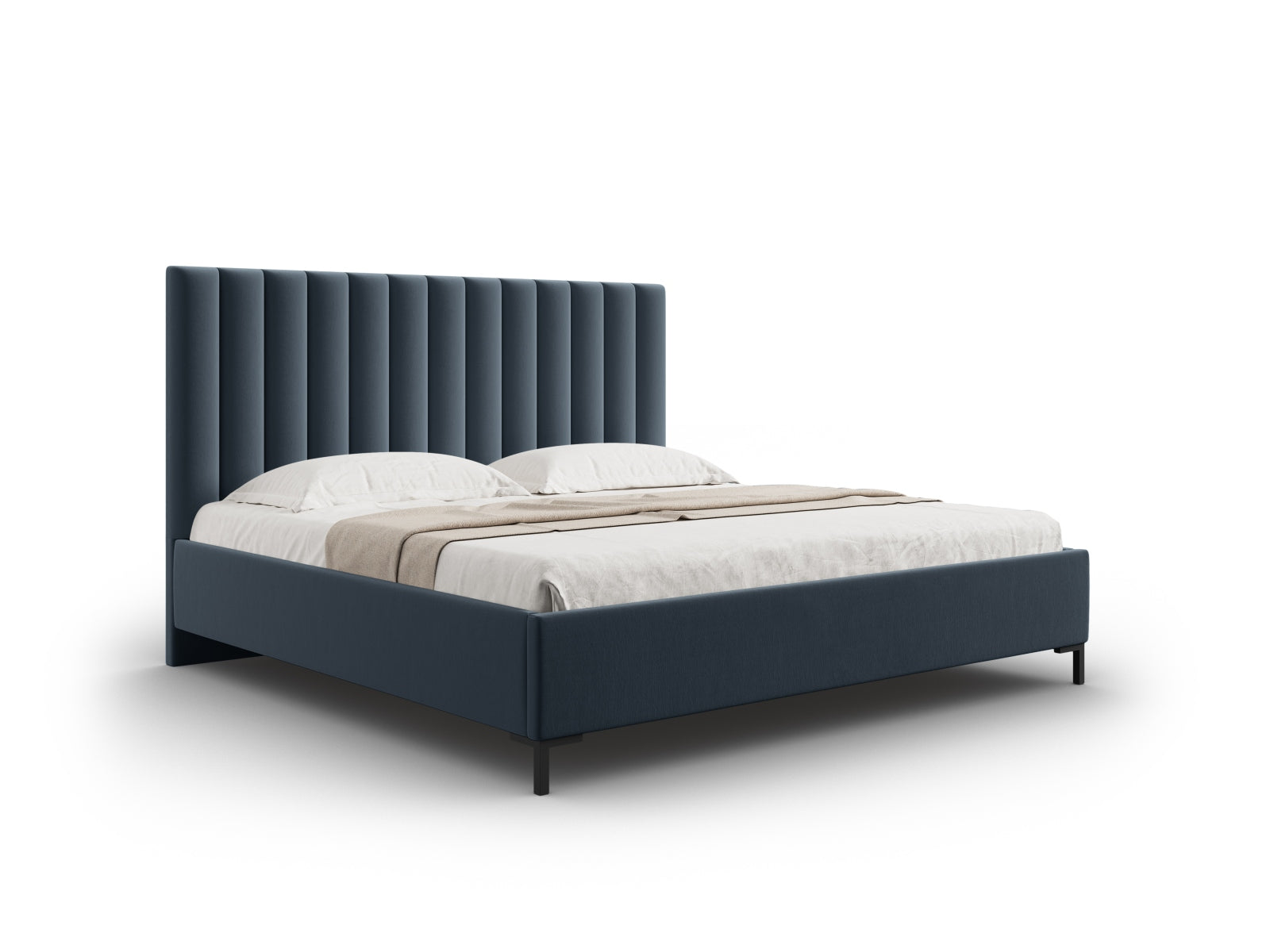Allison Bett mit Stauraum und Headboard in Dark Blue präsentiert im Onlineshop von KAQTU Design AG. Bett ist von Micadoni