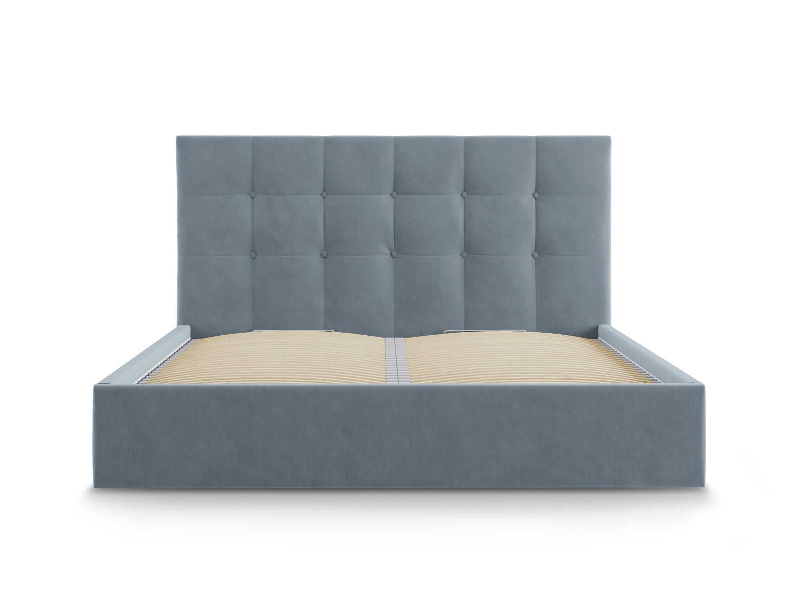 Erleben Sie das elegante Phaedra Velour Bett von Micadoni – perfekt für Ihr modernes Schlafzimmer, ausgestattet mit praktischem Stauraum und einem komfortablen Headboard.