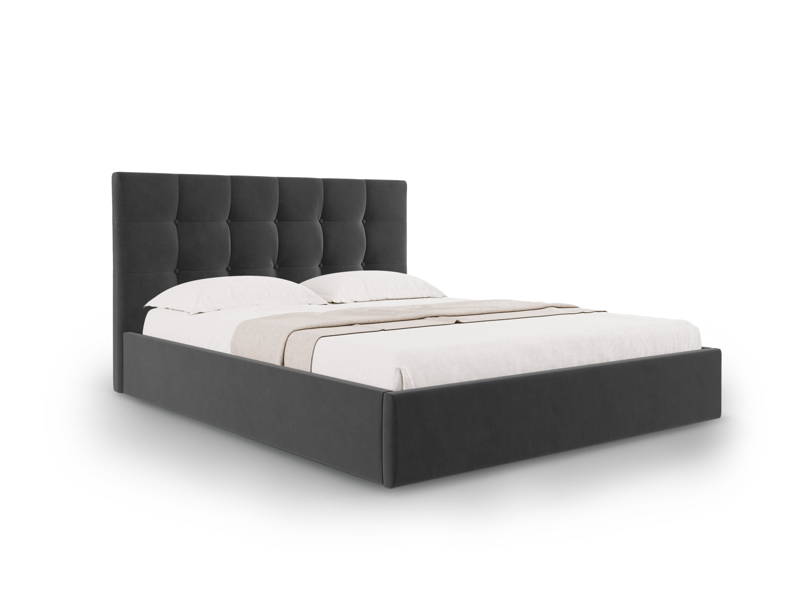 Phaedra Velour Bett mit Stauraum und Headboard in Dark Grey präsentiert im Onlineshop von KAQTU Design AG. Bett ist von Micadoni