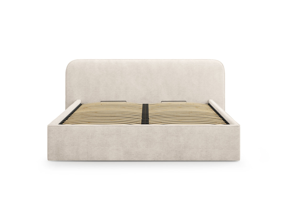 Elizabeth Bett mit Stauraum und Headboard 160cm in Beige-Babel präsentiert im Onlineshop von KAQTU Design AG. Bett ist von Micadoni