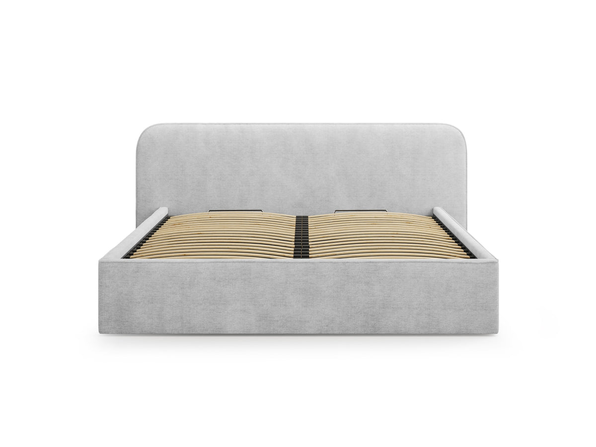 Elizabeth Bett mit Stauraum und Headboard 160cm in Light Grey-Babel präsentiert im Onlineshop von KAQTU Design AG. Bett ist von Micadoni