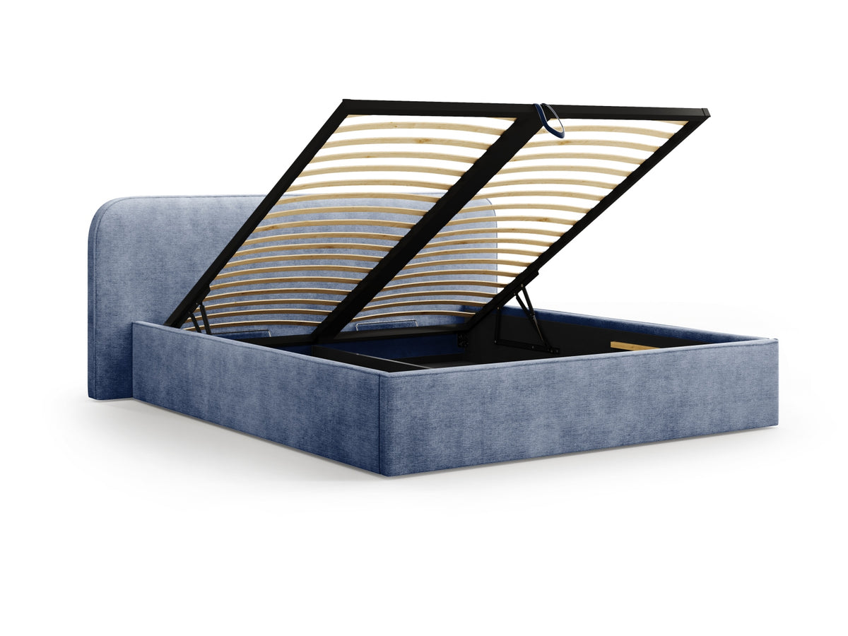 Elizabeth Bett mit Stauraum und Headboard 160cm in Dark Blue-Babel präsentiert im Onlineshop von KAQTU Design AG. Bett ist von Micadoni