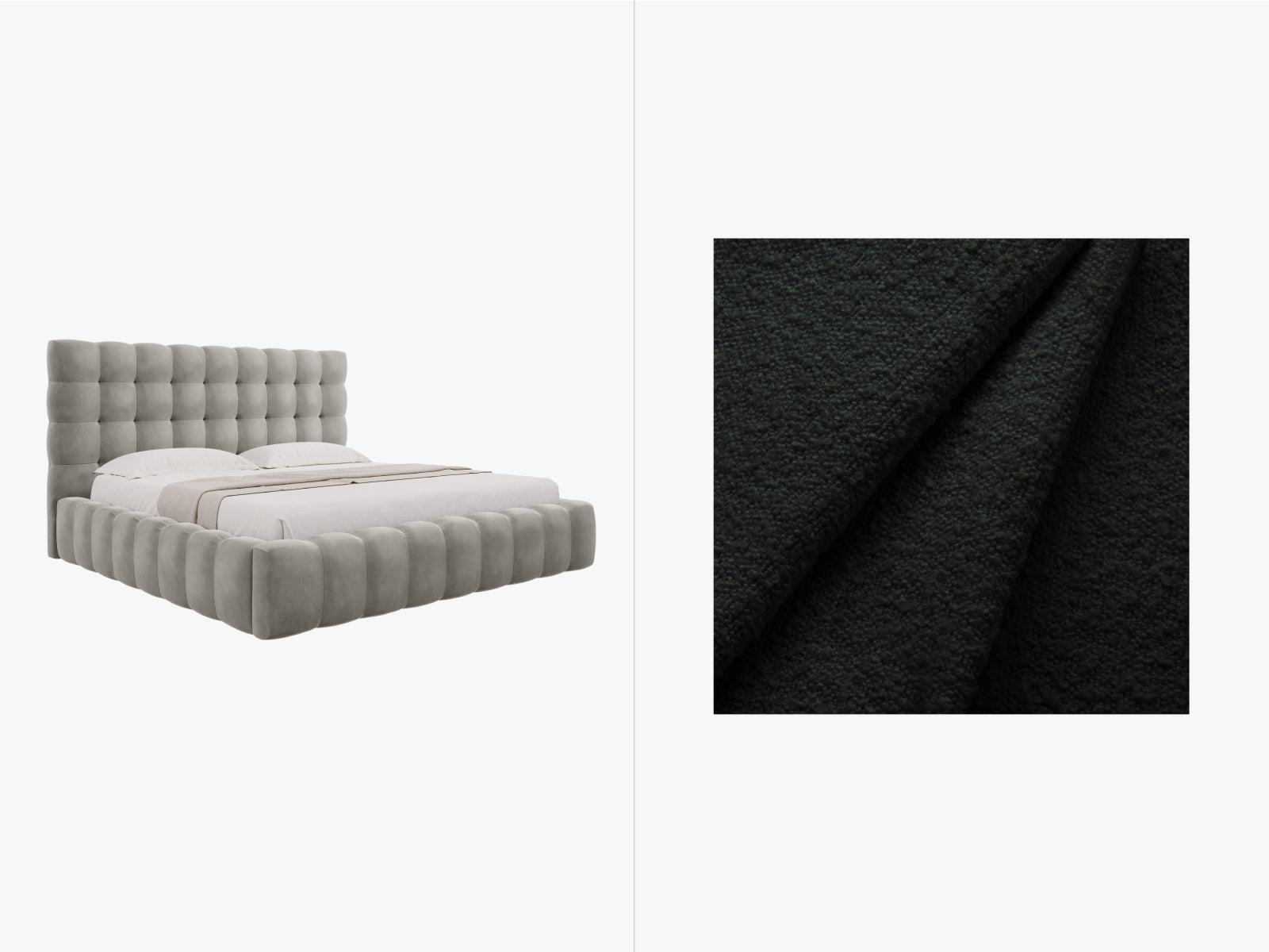Mamaia Boucle Bett mit Stauraum und Headboard 180cm in Black/Schwarz-Baloo präsentiert im Onlineshop von KAQTU Design AG. Bett ist von Micadoni