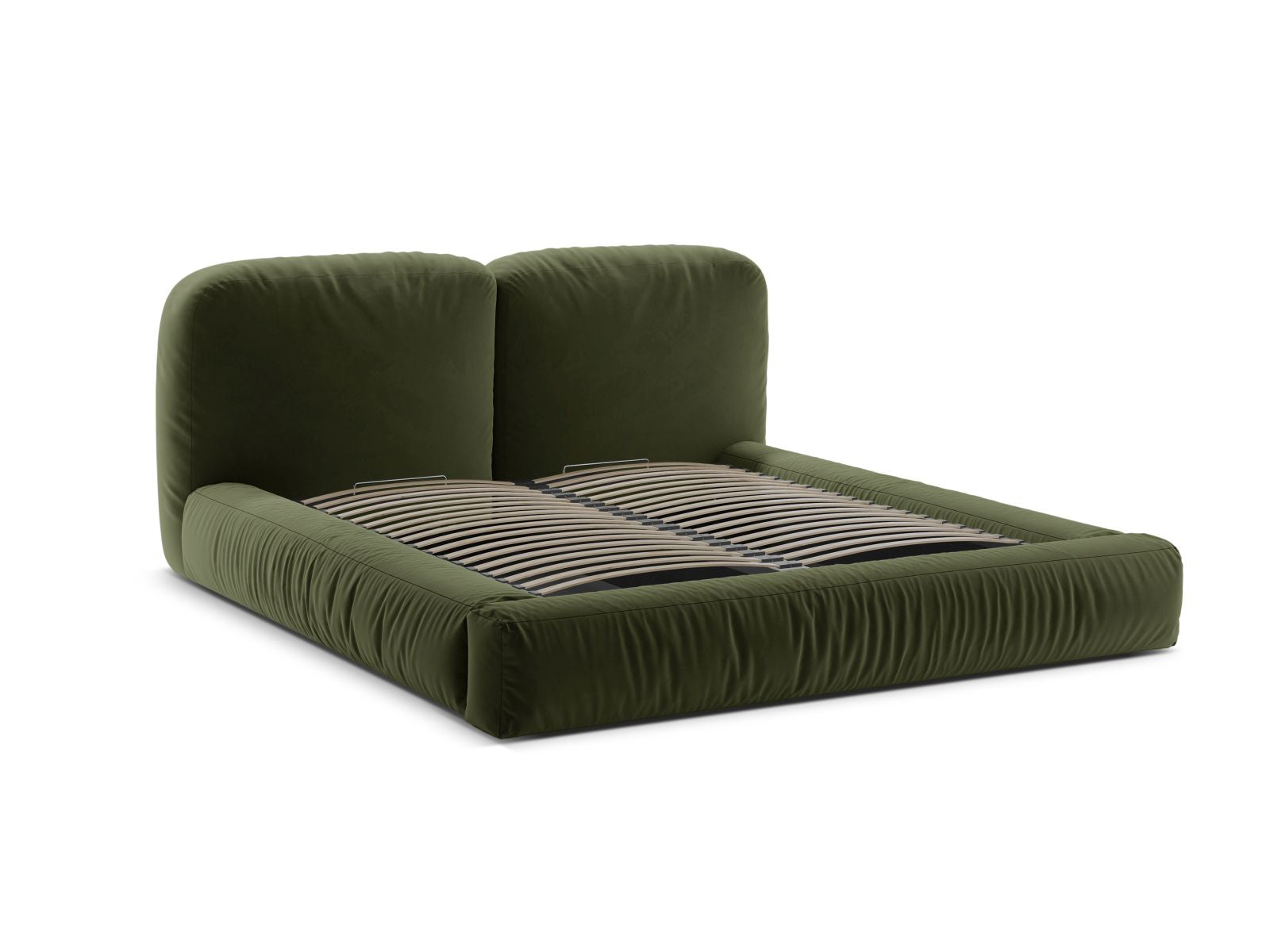 Elegantes Martina Bett in 180 cm Breite, ausgestattet mit praktischem Stauraum und einem stilvollen Kopfteil in Green-Vogue für ein modernes Schlafzimmer.