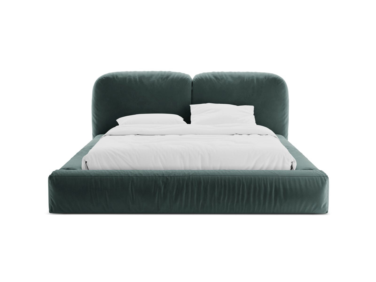 Elegantes Martina Bett mit 180 cm Breite, Stauraum und stilvollem Kopfteil in Petrol-Vogue, ideal für modernes Wohnen.
