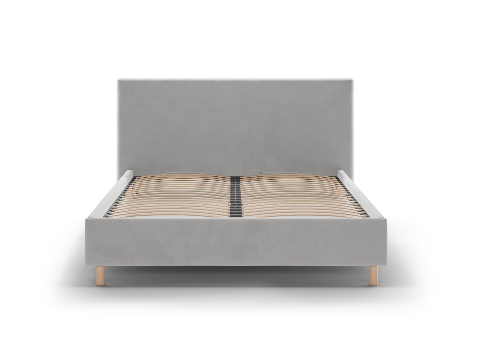 Elegantes Eloise Bett in Light Grey-Magic Velvet mit praktischem Stauraum und stilvollem Kopfteil, ideal für jedes Schlafzimmer.