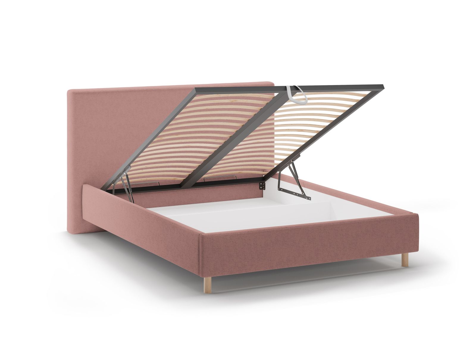 Stylisches Eloise Bett in sanftem Dunkelrosa, 180 cm, mit praktischem Stauraum und ansprechendem Kopfteil für ein modernes Schlafzimmer.