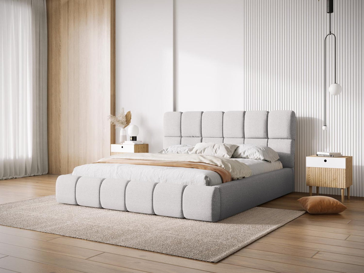 Bellis Bett mit Stauraum und Headboard 180cm in Light Grey-Haga präsentiert im Onlineshop von KAQTU Design AG. Bett ist von Micadoni