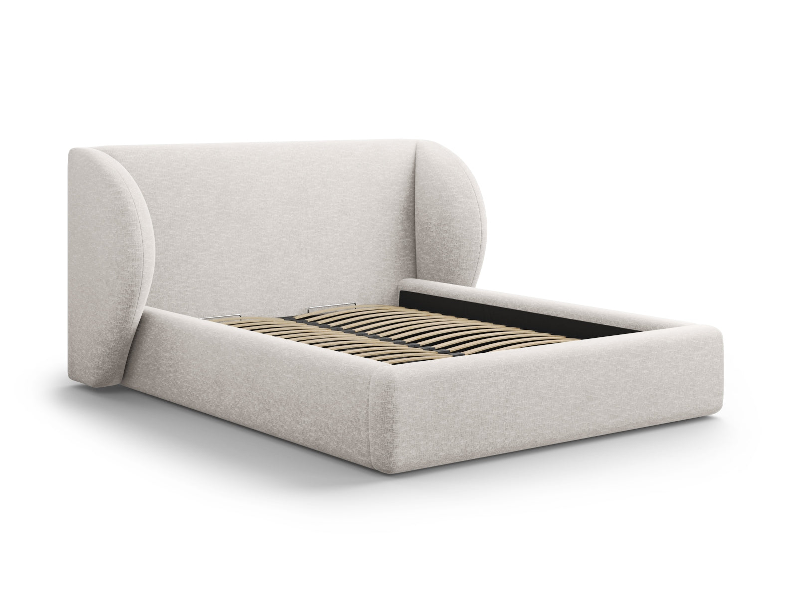 Miley Bett mit Stauraum und Headboard 180cm in Light Grey-Haga präsentiert im Onlineshop von KAQTU Design AG. Bett ist von Micadoni