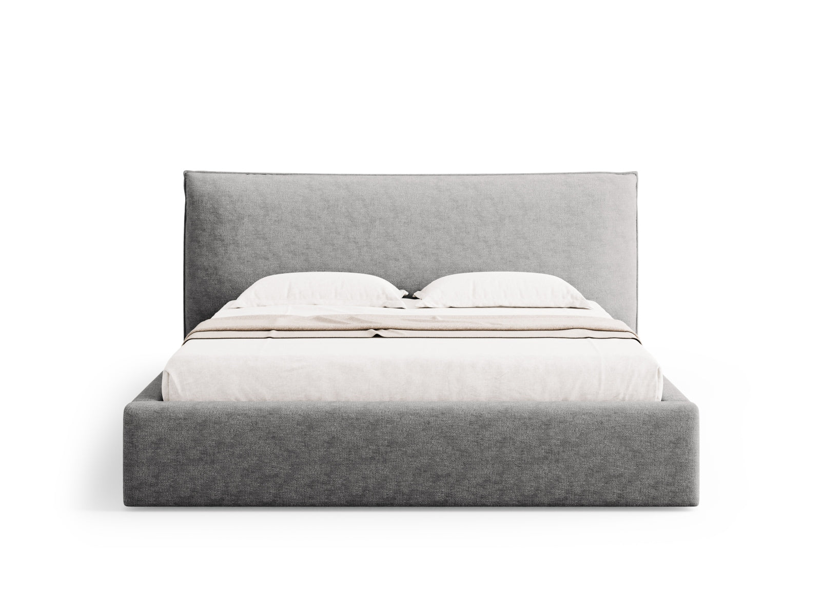 Modernes Kaelle Bett mit 180 cm Breite, praktischem Stauraum und geschmackvollem Kopfteil in Silber, perfekt für stilvolle Schlafzimmer.