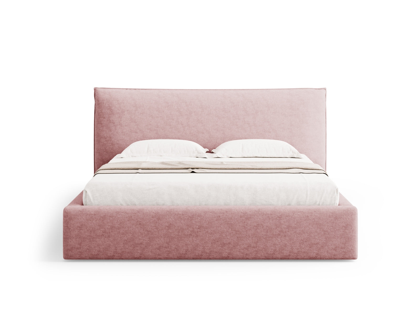 Elegantes Kaelle Bett mit 180 cm Breite, ausgestattet mit praktischem Stauraum und einem stilvollen Kopfteil für zeitgemäße Schlafzimmer.