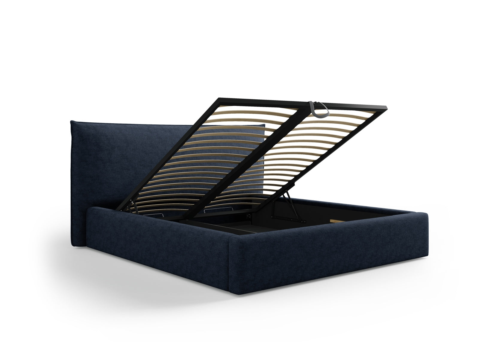 Modernes Kaelle Bett in edlem Blau, bietet cleveren Stauraum und ein geschmackvolles Headboard für ein stilvolles Schlafzimmer.