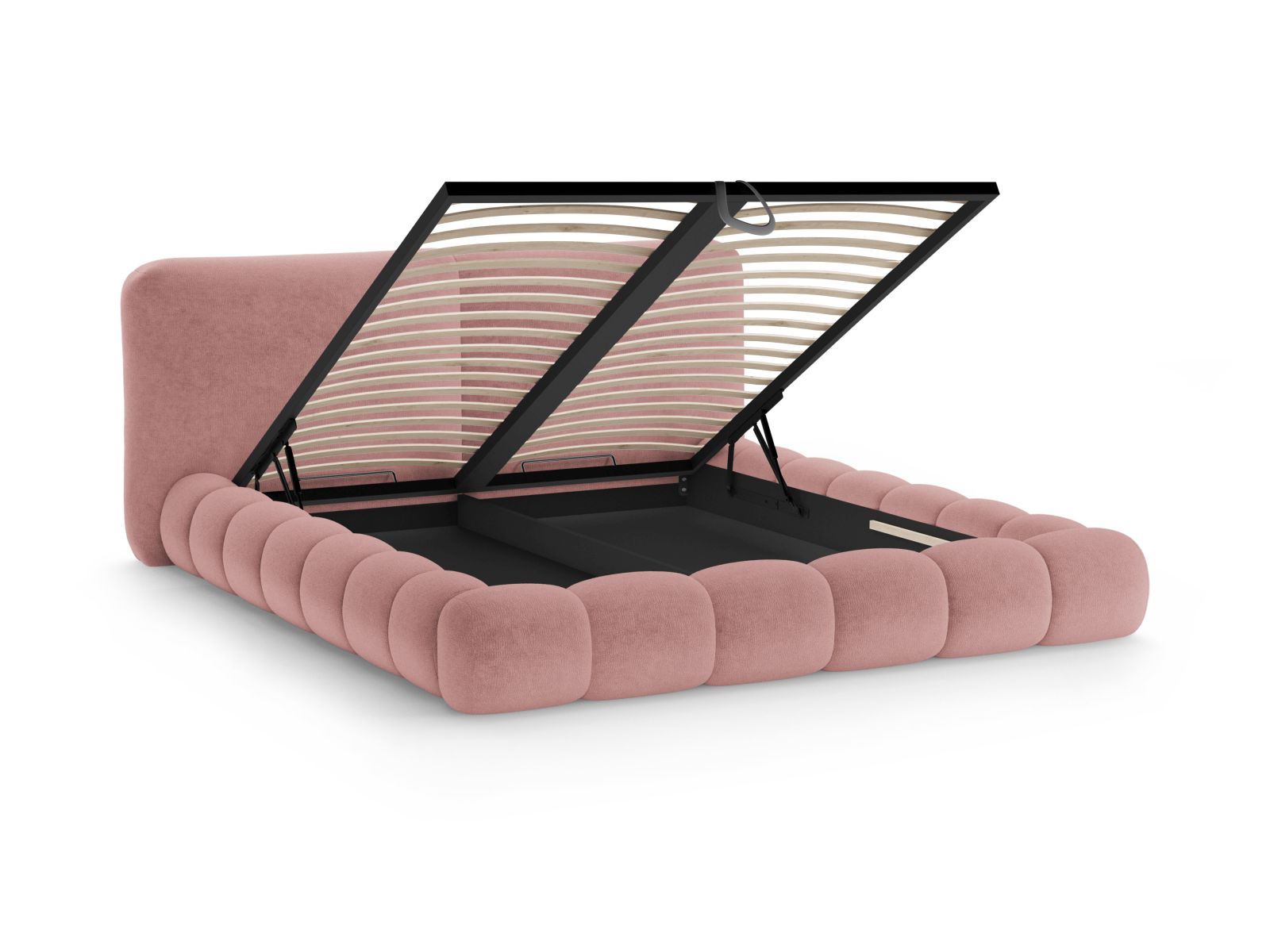 Stylisches Solange Bett mit 180 cm Kopfteil und integriertem Stauraum, perfekt für eine zeitgemäße Schlafzimmergestaltung.