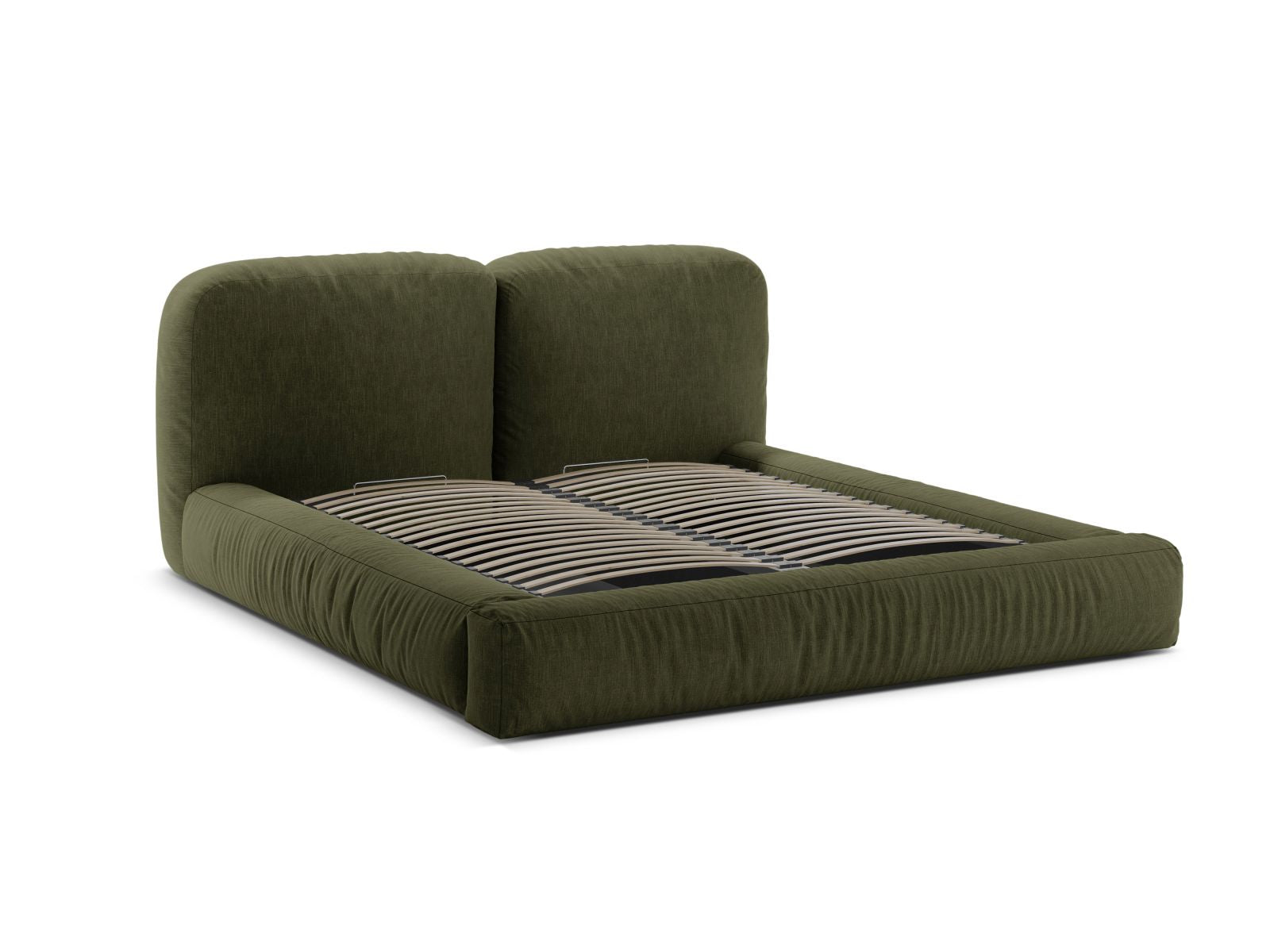 Elegantes Martina Bett mit 180 cm Breite, funktionalem Stauraum und ansprechendem Kopfteil in Green-Boston, ideal für moderne Schlafzimmer.