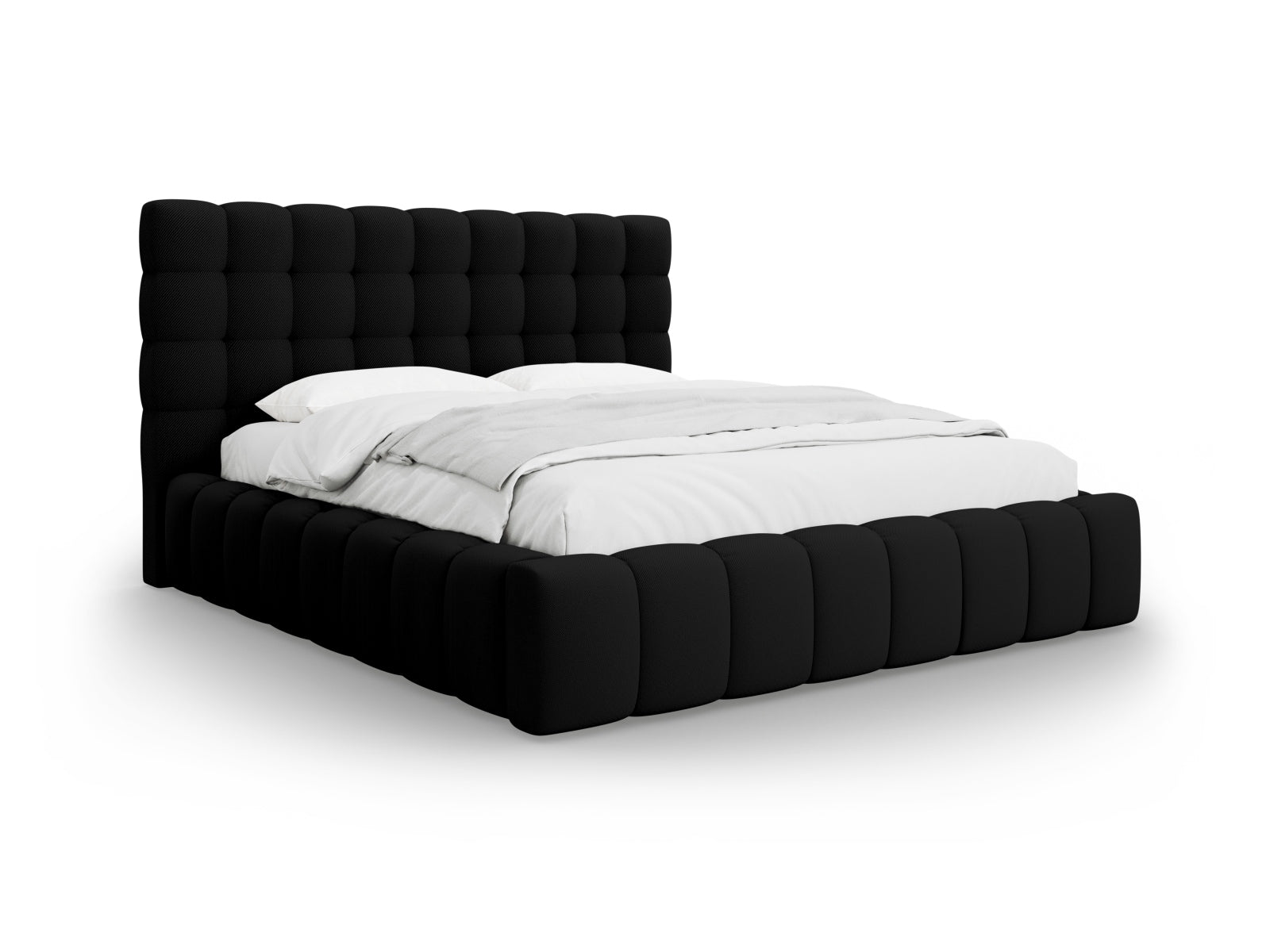 Mamaia Bett mit Stauraum und Headboard 180cm in Black/Schwarz-Neve präsentiert im Onlineshop von KAQTU Design AG. Bett ist von Micadoni