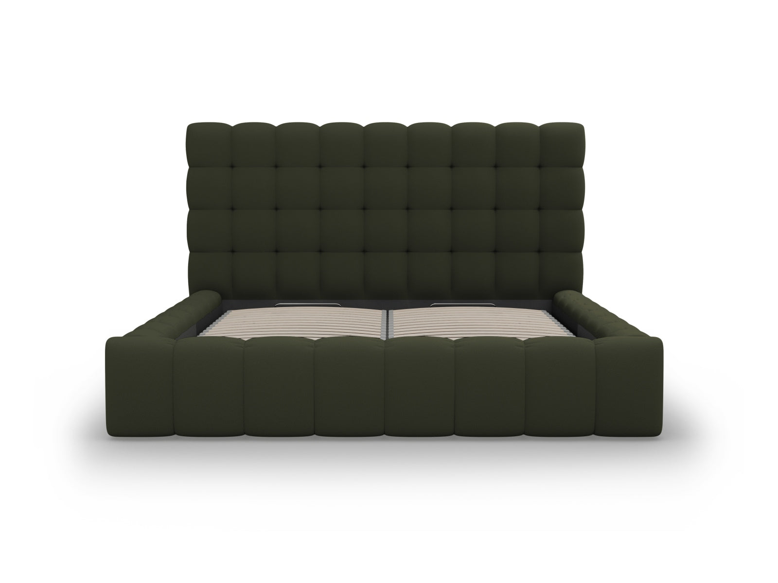 Elegantes Mamaia Bett in 180 cm Breite, bietet cleveren Stauraum und ein modernes Kopfteil für ein stilvolles Schlafzimmer.