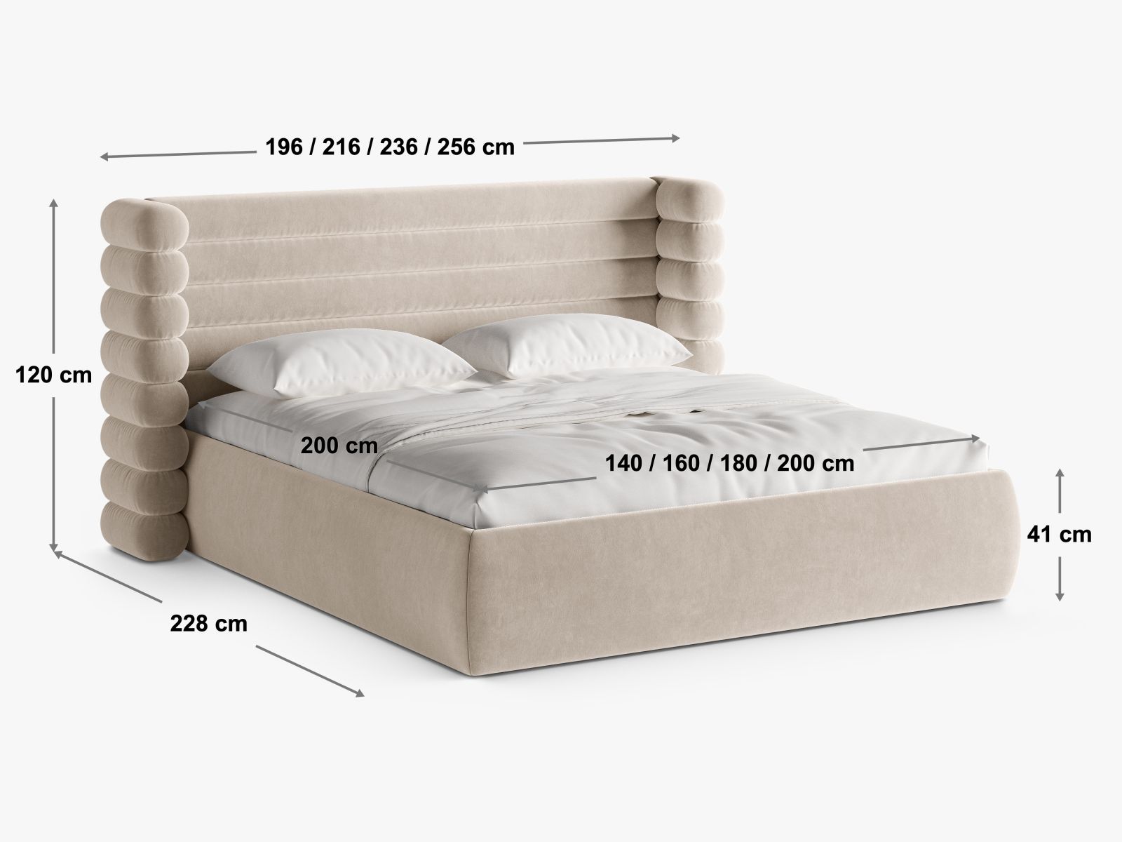 Modernes Mount Bett mit praktischem Stauraum und stilvollem Kopfteil in Blue Melange-Puente, perfekt für jedes Schlafzimmer von Micadoni.