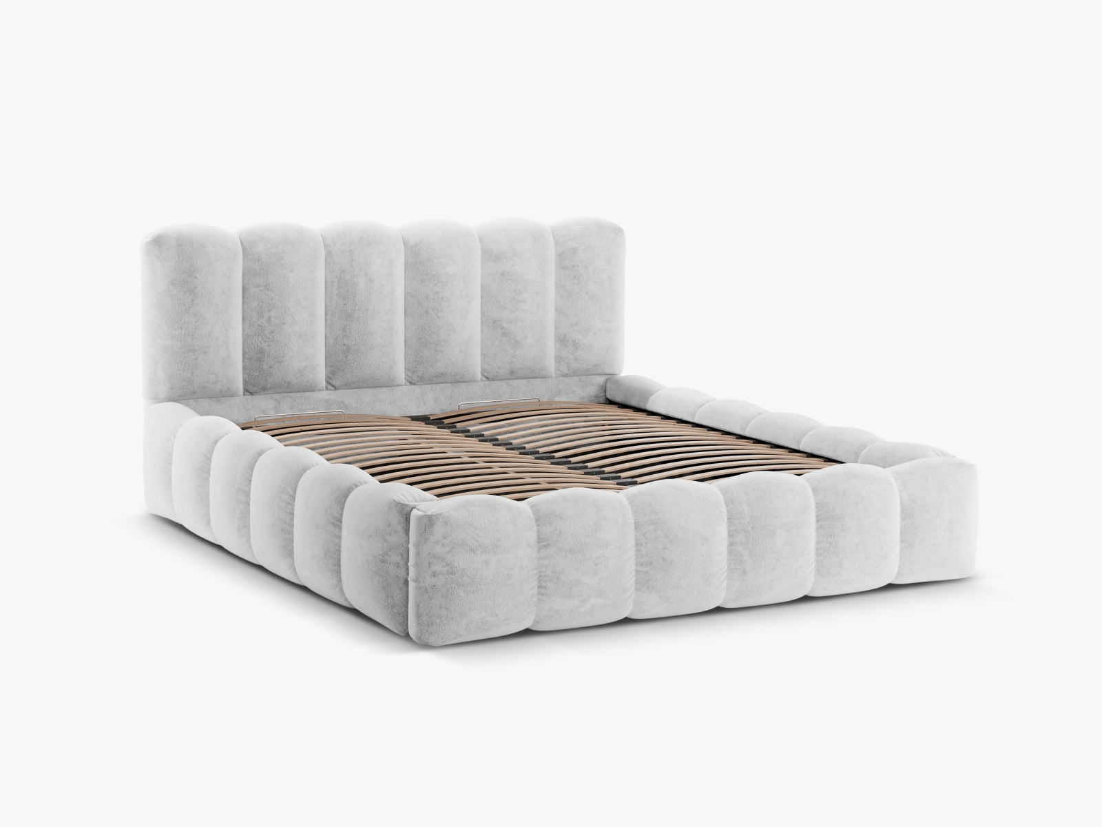 Modernes Micadoni Bett Lupine mit 180 cm Breite, ausgestattet mit Stauraum und einem ansprechenden Kopfteil für stilvolle Schlafzimmer.