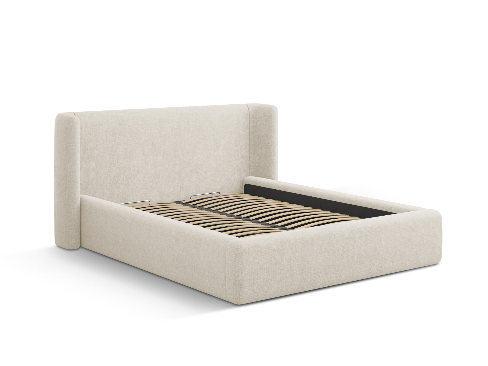 Jolene Bett mit Stauraum und Headboard in Light Beige-Wind präsentiert im Onlineshop von KAQTU Design AG. Bett ist von Micadoni