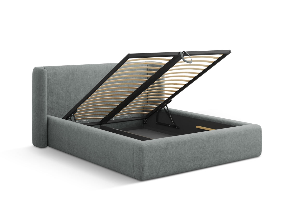 Jolene Bett mit Stauraum und Headboard 180cm in Dark Grey-Wind präsentiert im Onlineshop von KAQTU Design AG. Bett ist von Micadoni