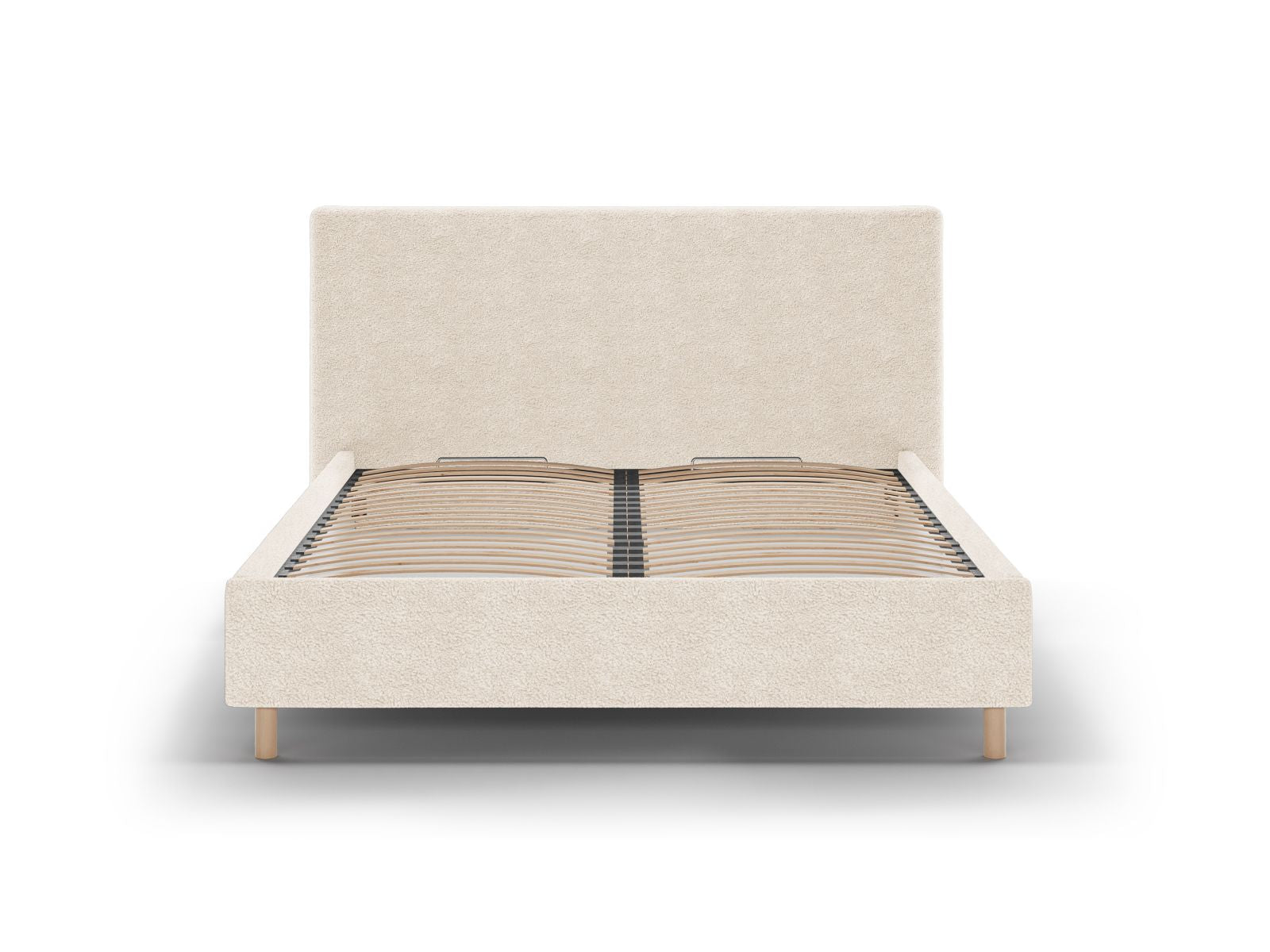 Elegantes Eloise Bett mit praktischem Stauraum und stilvollem Kopfteil in Light Beige, ideal für moderne Schlafzimmer.