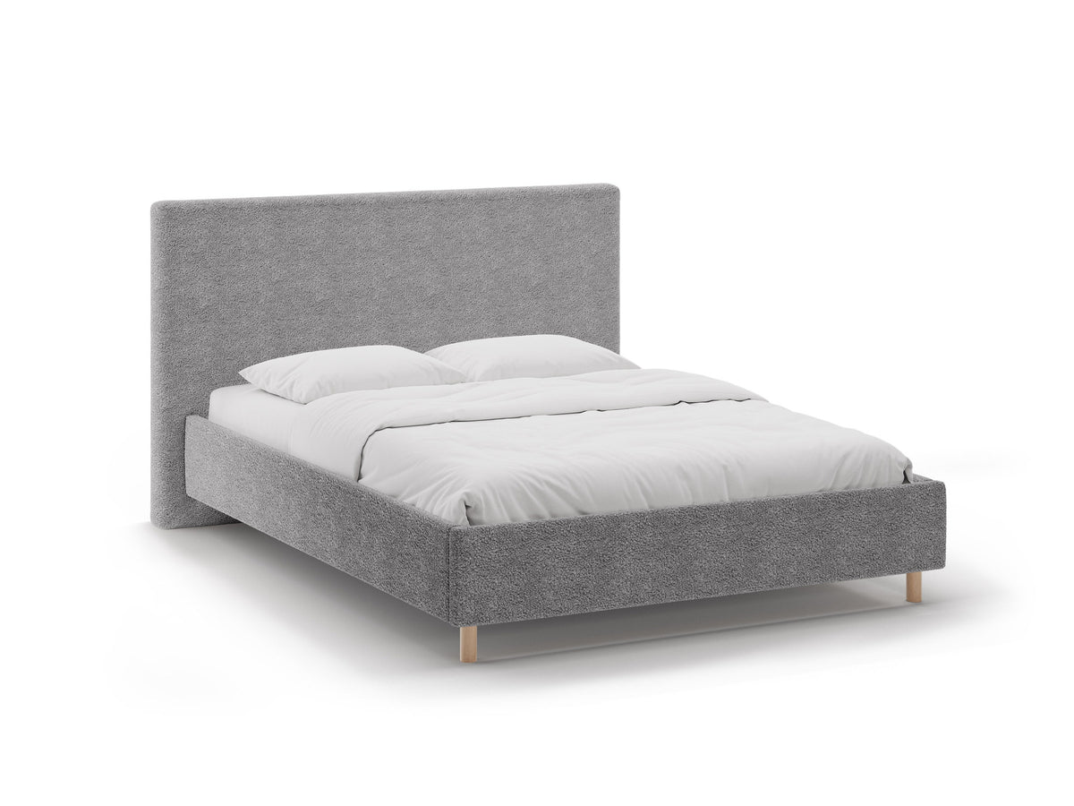 Eloise Stauraumbett mit Kopfteil 180 x 200 cm von Micadoni, Bezug Magic Velvet in Ivory, Holzbeine, Bettkasten mit Gasdruckfeder-Öffnung.