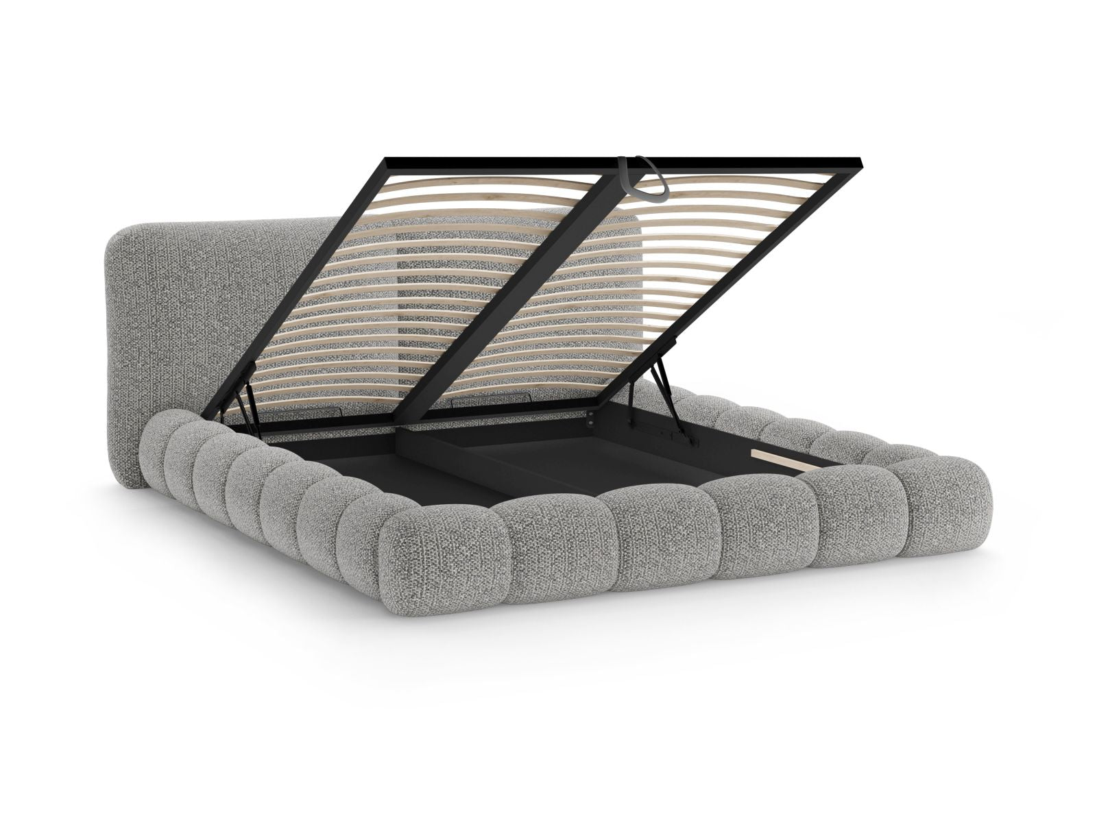 Modernes Solange Bett in Grau mit 180 cm Breite, cleverem Stauraum und ansprechendem Kopfteil, perfekt für stilvolle Schlafzimmer.