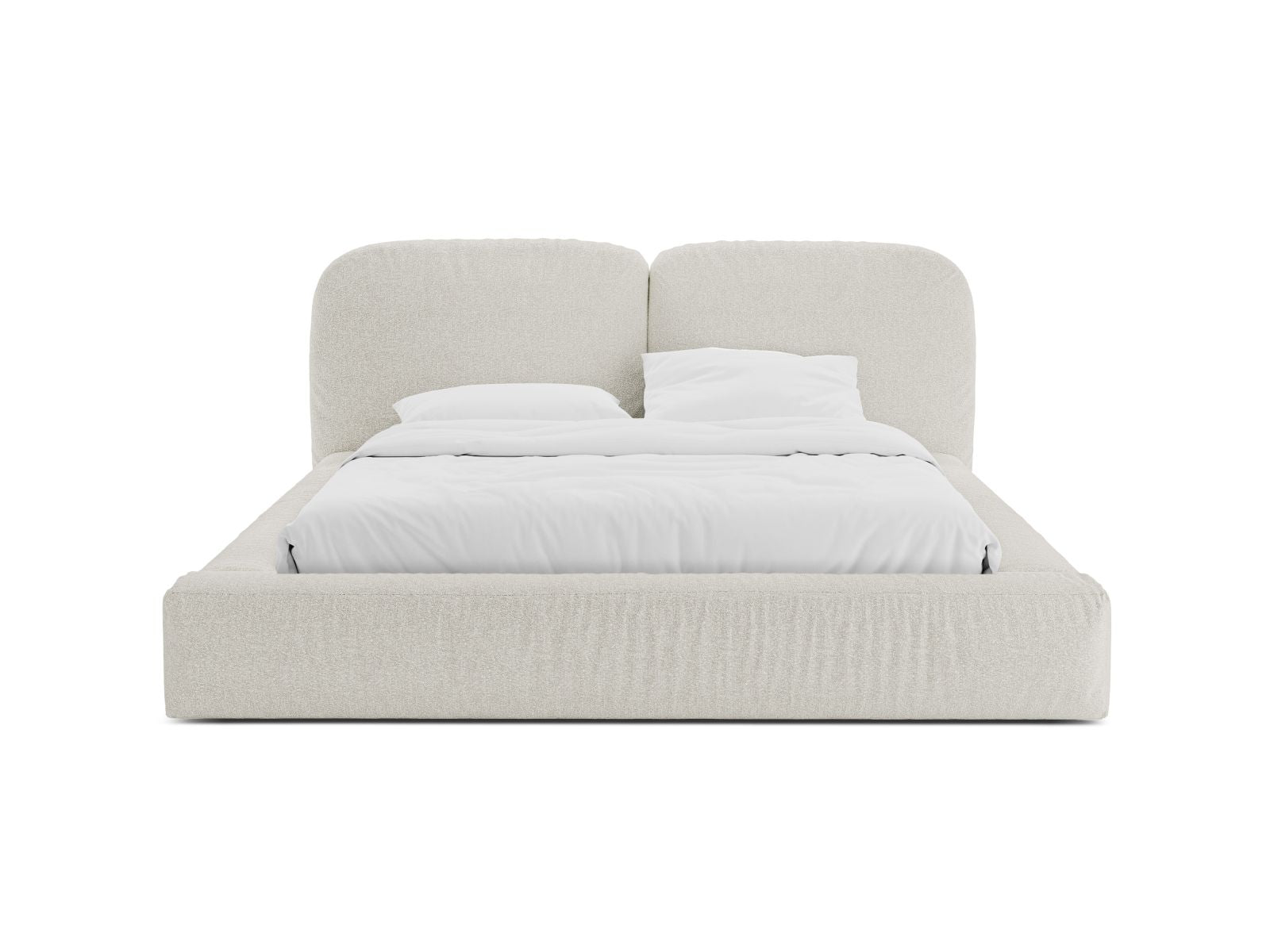Elegantes Martina Bett mit Stauraum und Kopfteil in Grey Beige Melange, ideal für stilvolle Schlafzimmerlösungen.