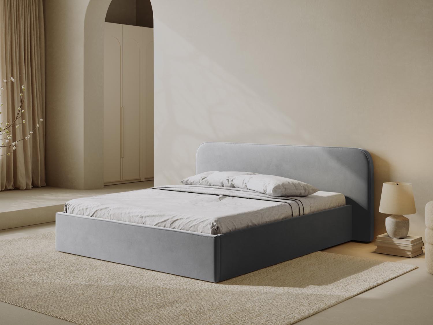 Entdecken Sie das stilvolle Elizabeth Velour Bett von Micadoni. Mit integriertem Stauraum und elegantem Headboard – ideal für Ihr modernes Schlafzimmer!