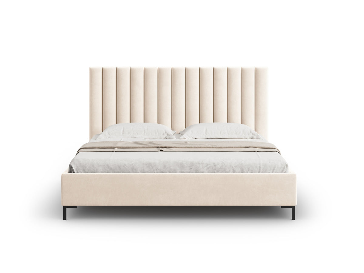 Allison Bett mit Stauraum und Headboard 180cm in Light Beige-Bluvel präsentiert im Onlineshop von KAQTU Design AG. Bett ist von Micadoni