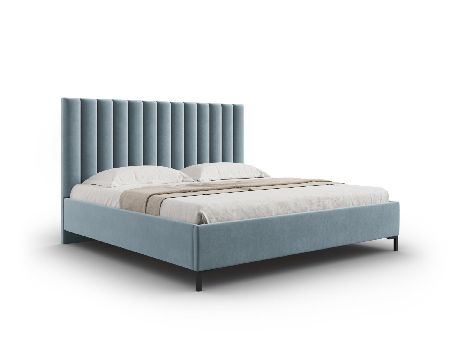 Allison Velour Bett mit Stauraum und Headboard in Light Blue präsentiert im Onlineshop von KAQTU Design AG. Bett ist von Micadoni