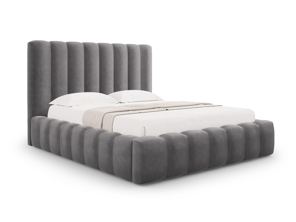 Kelp Bett mit Stauraum und Headboard 180cm in Grey-Bluvel präsentiert im Onlineshop von KAQTU Design AG. Bett ist von Micadoni