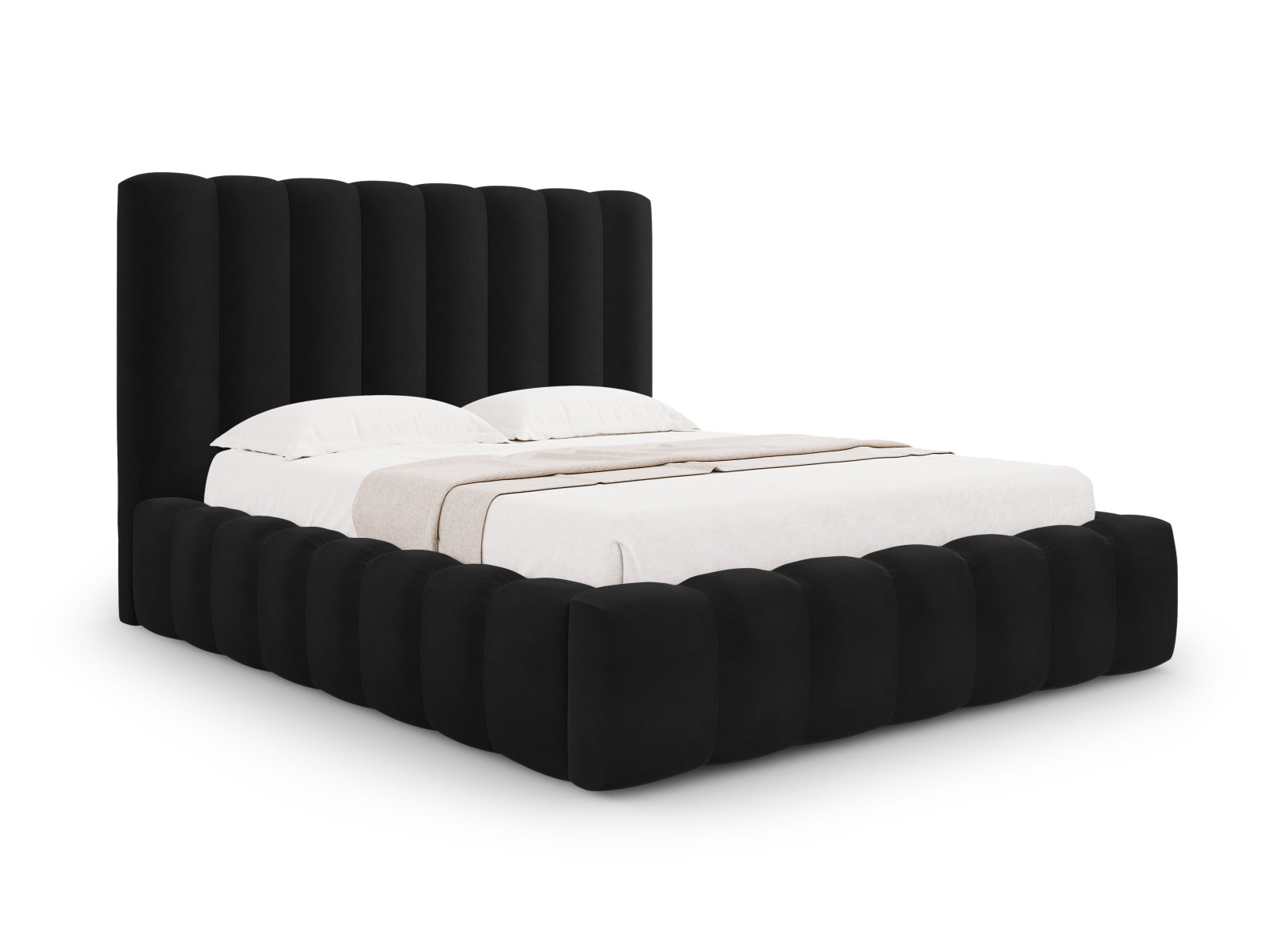 Kelp Velour Bett mit Stauraum und Headboard in Black präsentiert im Onlineshop von KAQTU Design AG. Bett ist von Micadoni