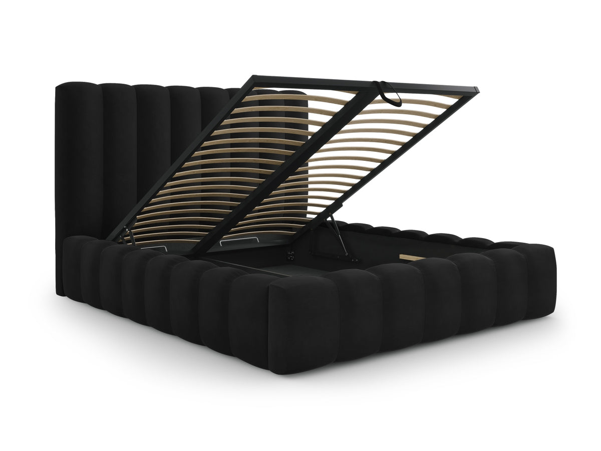 Kelp Bett mit Stauraum und Headboard 180cm in Black-Bluvel präsentiert im Onlineshop von KAQTU Design AG. Bett ist von Micadoni