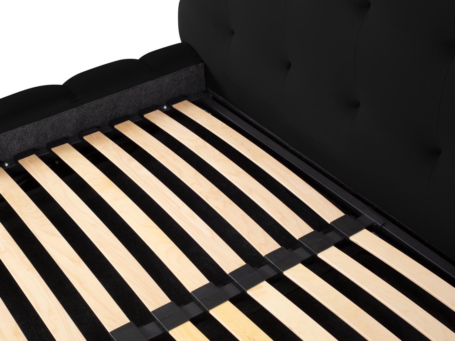 Schwarzes Mamaia Velour Bett mit 180 cm Breite, ausgestattet mit Stauraum und einem ansprechenden Kopfteil für ein modernes Ambiente.