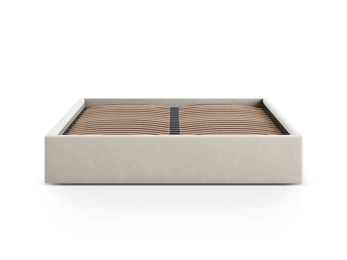 Susan Bett mit Stauraum 180cm in Dark Beige-Bluvel präsentiert im Onlineshop von KAQTU Design AG. Bett ist von Micadoni