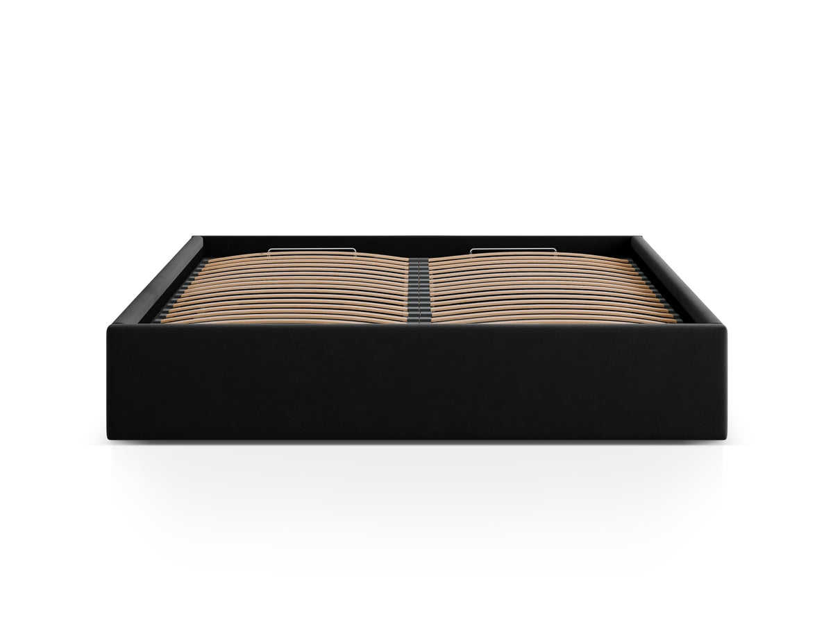 Susan Bett mit Stauraum 180cm in Black-Bluvel präsentiert im Onlineshop von KAQTU Design AG. Bett ist von Micadoni