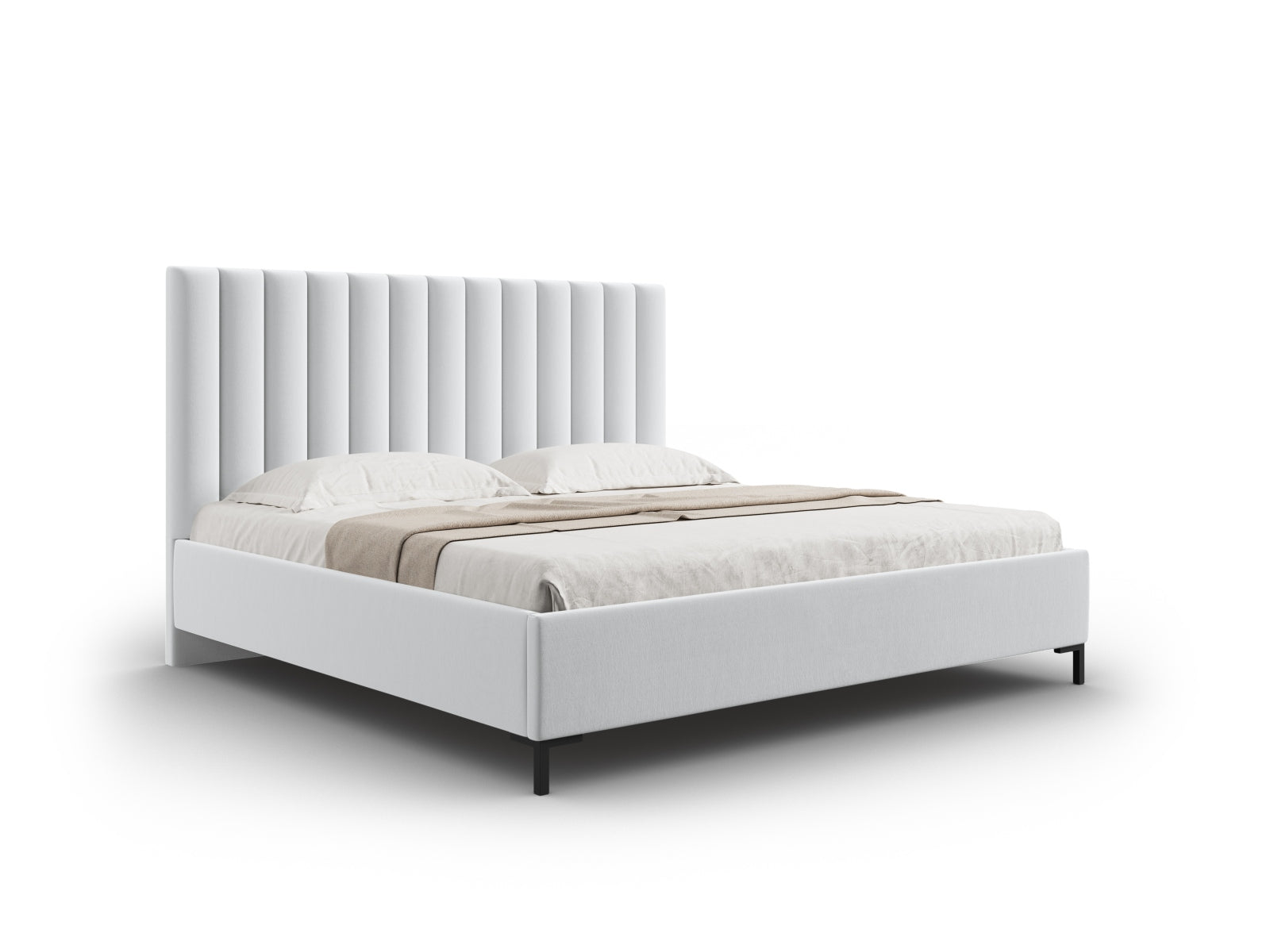 Allison Bett mit Stauraum und Headboard in Cold Light Grey präsentiert im Onlineshop von KAQTU Design AG. Bett ist von Micadoni