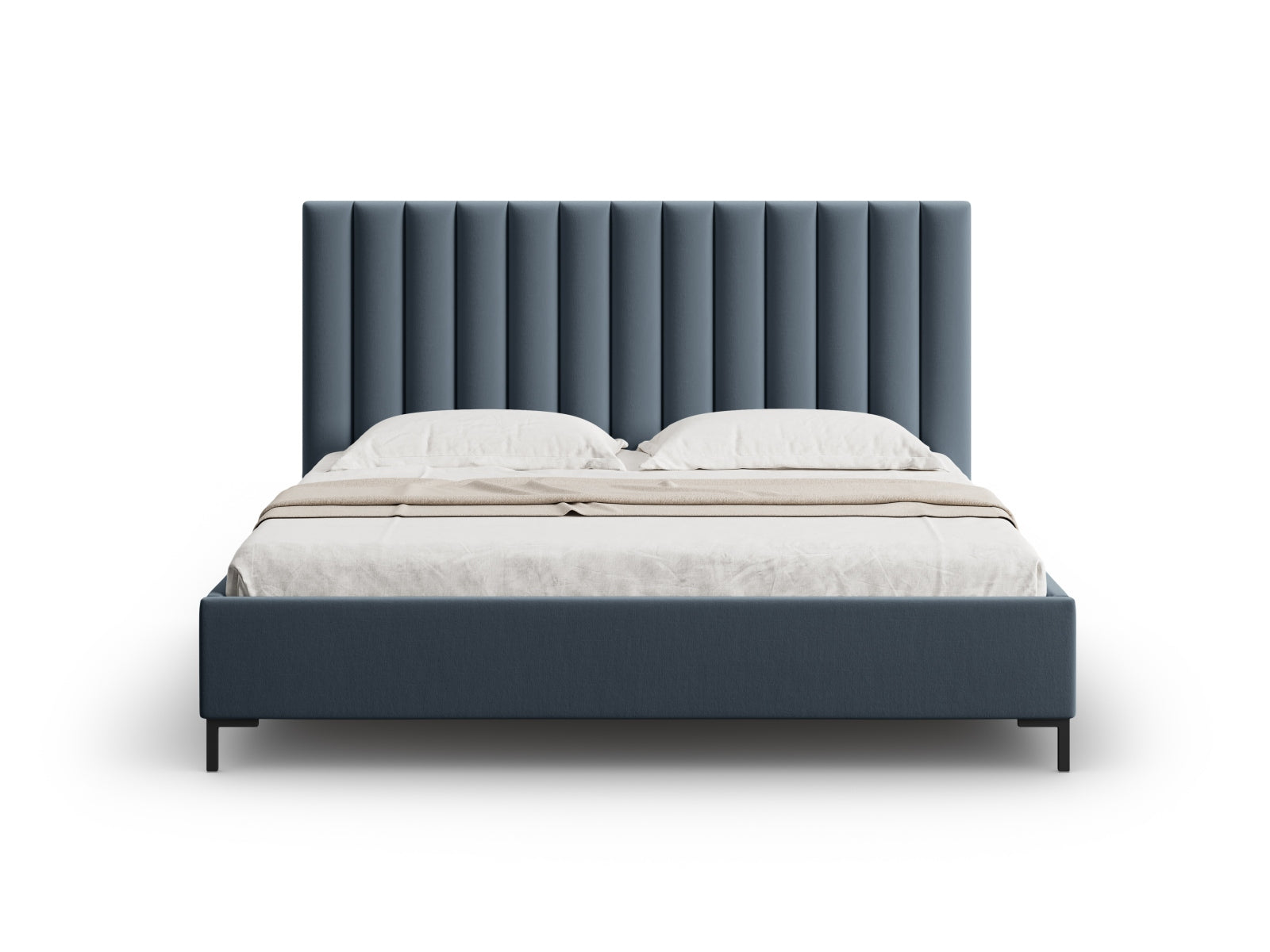 Erleben Sie das elegante Allison Bett von Micadoni – ein modernes Velourbett mit praktischem Stauraum und stilvollem Kopfteil für Ihr Schlafzimmer.