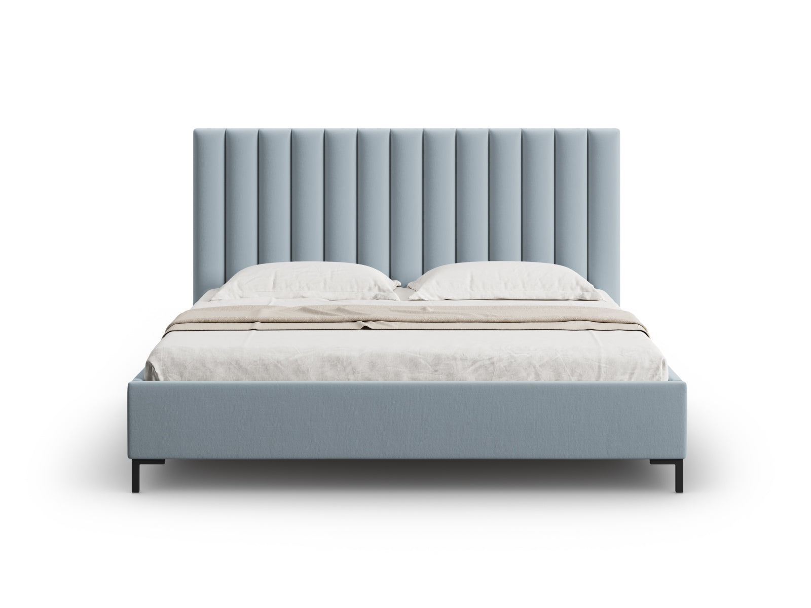 Erleben Sie das elegante Allison Bett von Micadoni – ein modernes Velourbett mit praktischem Stauraum und stilvollem Kopfteil für Ihr Schlafzimmer.