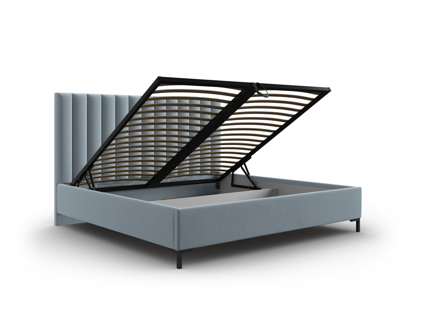 Erleben Sie das elegante Allison Bett von Micadoni – ein modernes Velourbett mit praktischem Stauraum und stilvollem Kopfteil für Ihr Schlafzimmer.