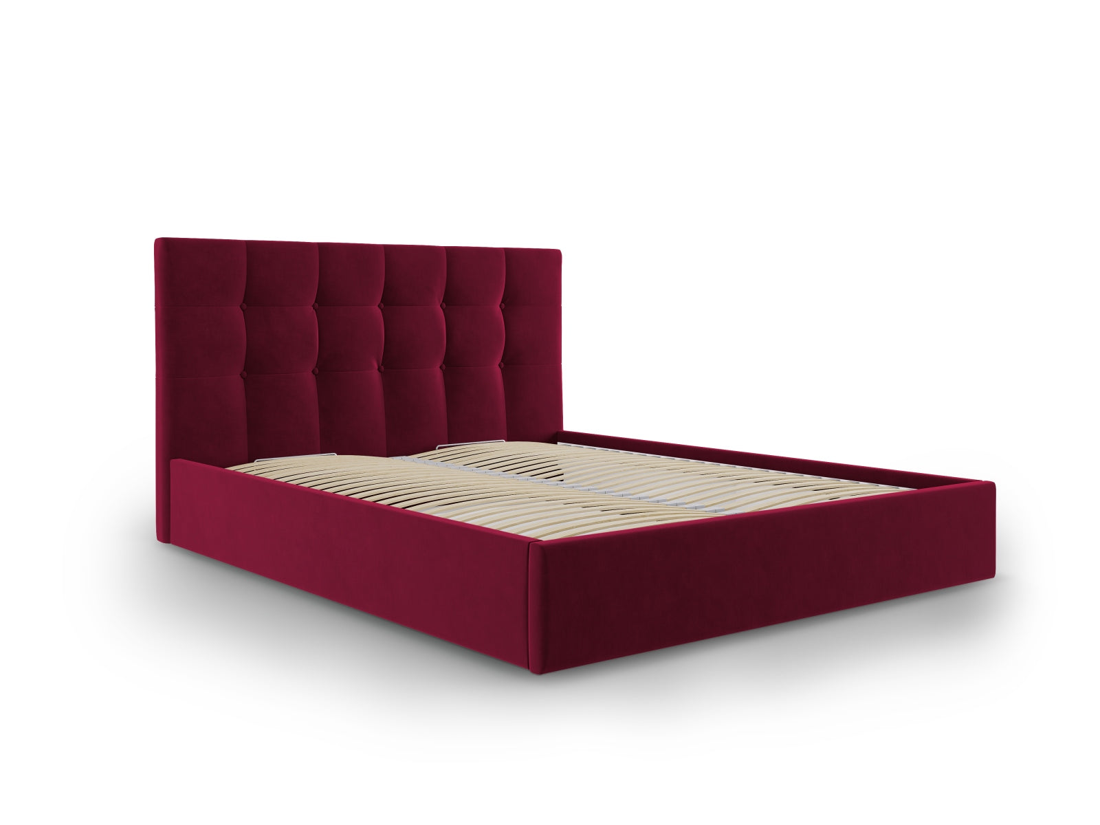 Erleben Sie das elegante Phaedra Velour Bett von Micadoni – perfekt für Ihr modernes Schlafzimmer, ausgestattet mit praktischem Stauraum und einem komfortablen Headboard.