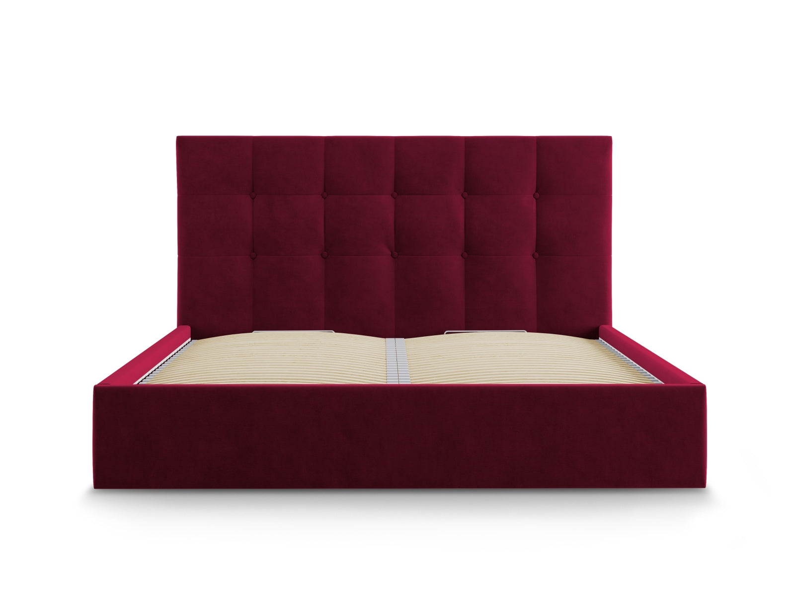 Erleben Sie das elegante Phaedra Velour Bett von Micadoni – perfekt für Ihr modernes Schlafzimmer, ausgestattet mit praktischem Stauraum und einem komfortablen Headboard.