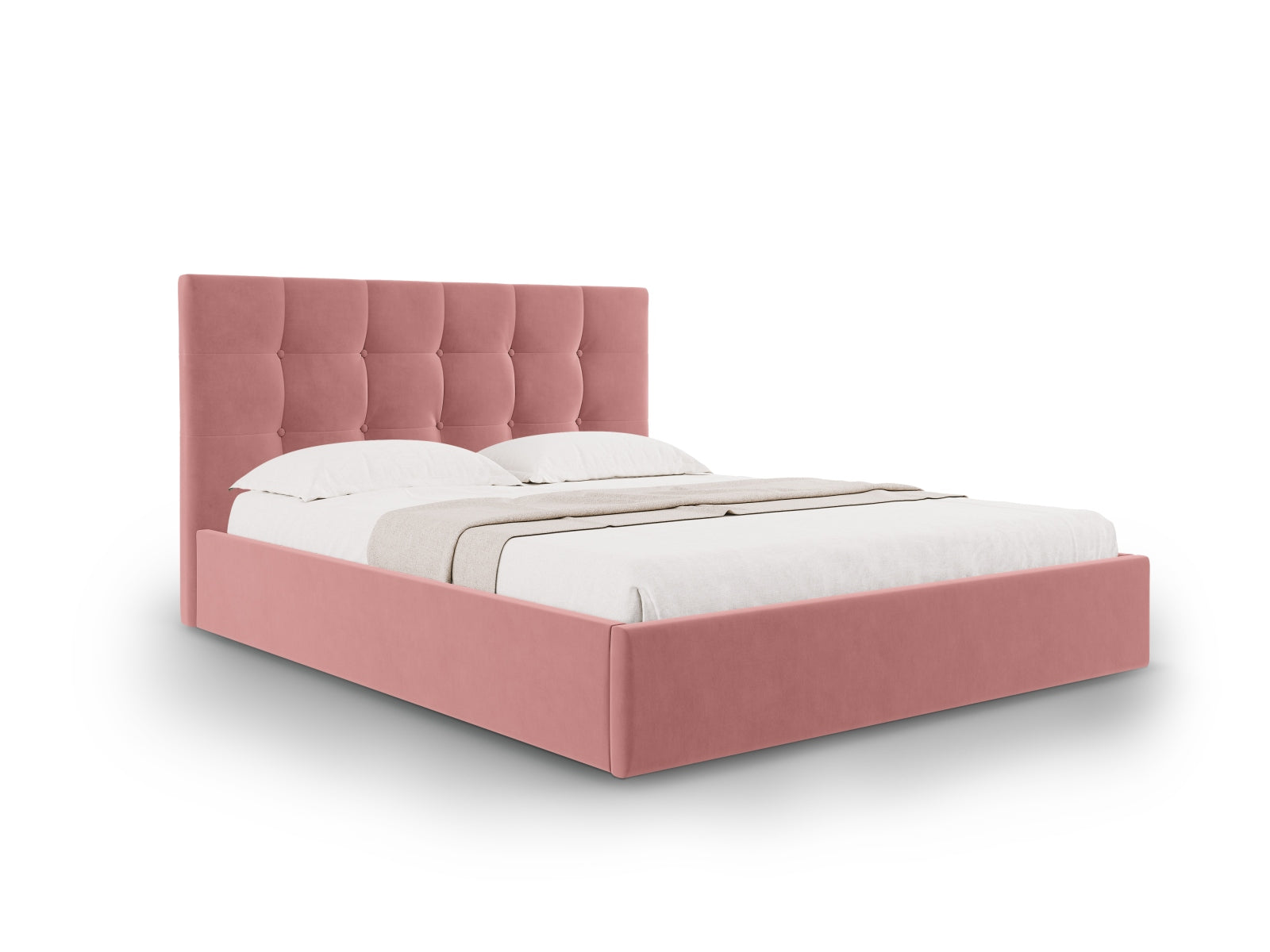 Phaedra Velour Bett mit Stauraum und Headboard in Pink präsentiert im Onlineshop von KAQTU Design AG. Bett ist von Micadoni