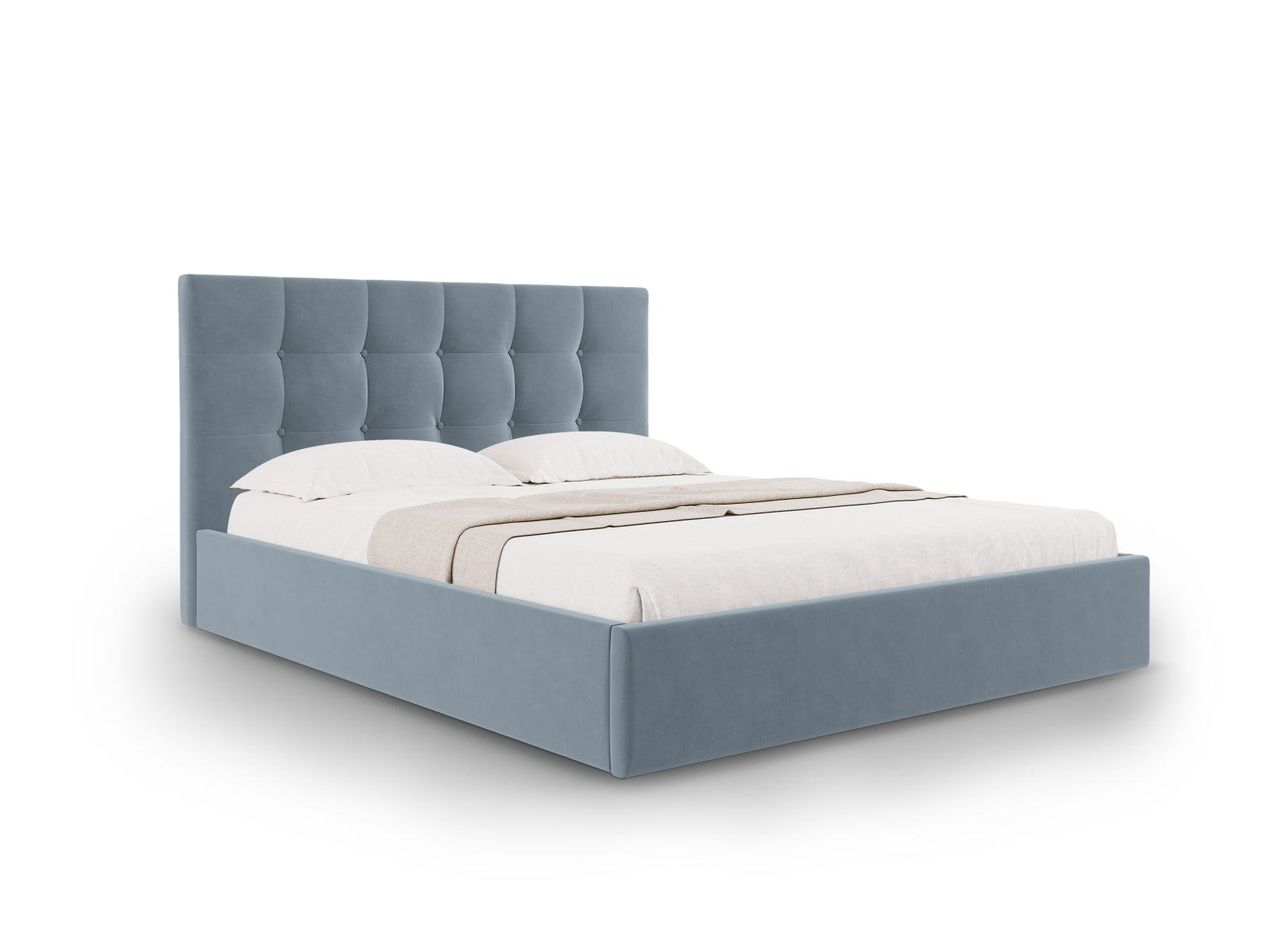 Phaedra Velour Bett mit Stauraum und Headboard in Blue präsentiert im Onlineshop von KAQTU Design AG. Bett ist von Micadoni