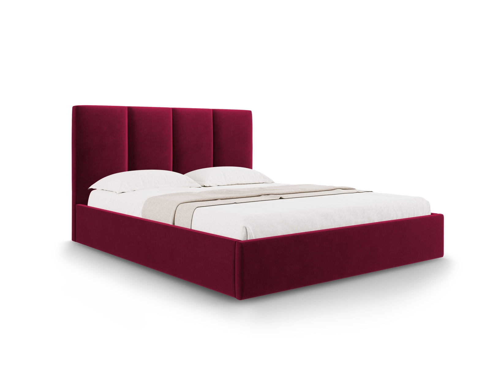Pyla Velour Bett mit Stauraum und Headboard in Dark Red präsentiert im Onlineshop von KAQTU Design AG. Bett ist von Micadoni