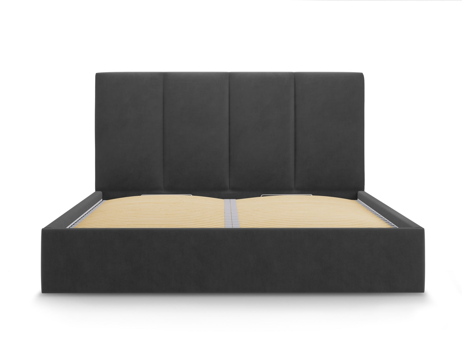 Entdecken Sie das elegante Pyla Velour Bett von Micadoni – ideal für Ihr modernes Schlafzimmer, mit praktischem Stauraum und komfortablem Kopfteil.